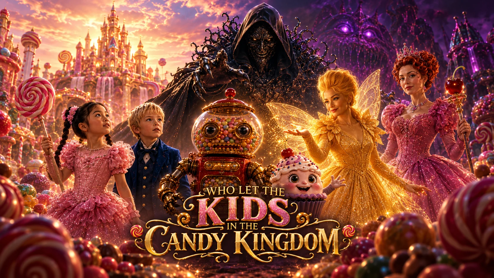 Who Let the Kids in the Candy Kingdom — ensemble cinematic key art
