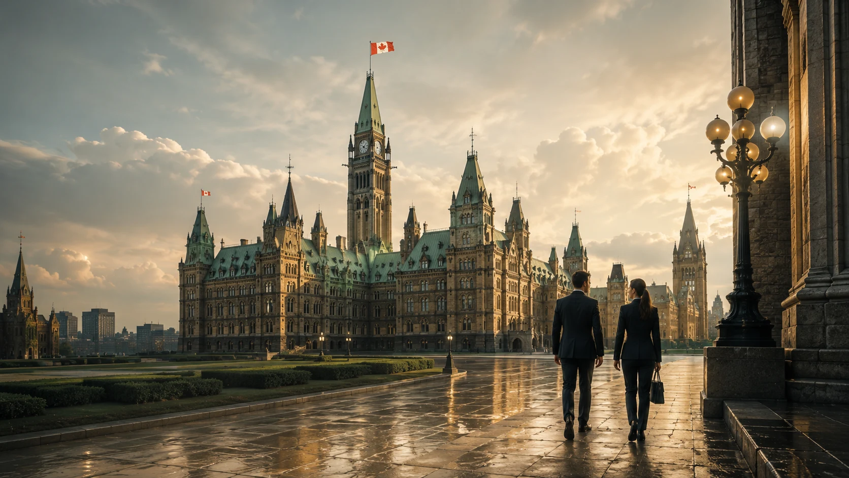 Édifice public canadien sous une lumière institutionnelle.